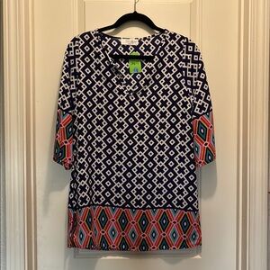 Peach Love California Black and Blue Graphic Tunic
